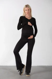 Domoda Black Adjustable Elastic, High Waist, Maternity, Women's Maternity Tights @pisa - Image 8