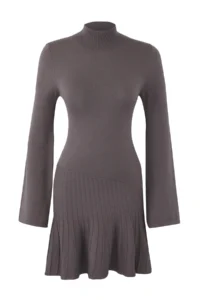 TRENDYOLMİLLA Anthracite Premium Yarn/Special Yarn Short / Mini Knit Dress - Image 9