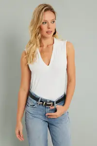 Cool & Sexy Women Polo Shirt Collar Blouse White - Image 5