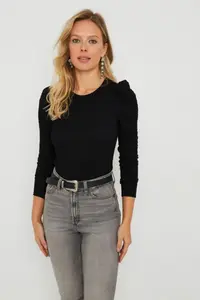 Cool & Sexy Women Crepe Blouse Black - Image 2