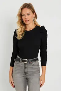 Cool & Sexy Women Crepe Blouse Black - Image 3