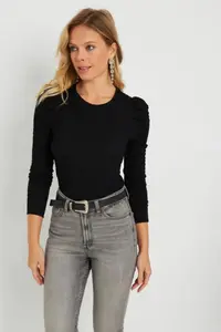 Cool & Sexy Women Crepe Blouse Black - Image 5