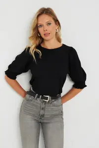 Cool & Sexy Women Crepe Blouse Black - Image 7