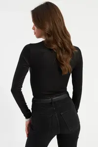 Cool & Sexy Women Black Rose Detailed Pencereli Blouse - Image 6
