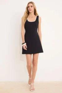TRENDYOLMİLLA Black Piping Detailed Mini Flexible Weaving Dress