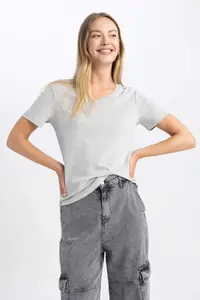 DeFacto slim Fit Rib Short Sleeve T-Shirt - Image 5