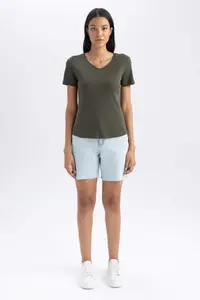 DeFacto slim Fit Rib Short Sleeve T-Shirt - Image 2