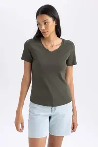 DeFacto slim Fit Rib Short Sleeve T-Shirt - Image 5