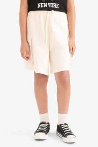 DeFacto Girl's Cargo Fit Sweatshirt Fabric Shorts - Image 3