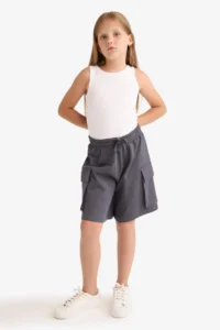 DeFacto Girl's Cargo Pocket Elastic Waist Shorts - Image 3