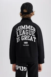 DeFacto Boy's High Collar Printed Zipper Sweatshirt B1357a823au - Image 6