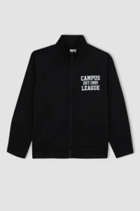DeFacto Boy's High Collar Printed Zipper Sweatshirt B1357a823au - Image 7