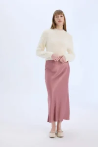 DeFacto A Cut Normal Waist Satin Midi Skirt - Image 2
