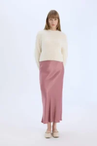 DeFacto A Cut Normal Waist Satin Midi Skirt - Image 3