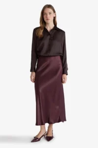 DeFacto A Cut Normal Waist Satin Midi Skirt
