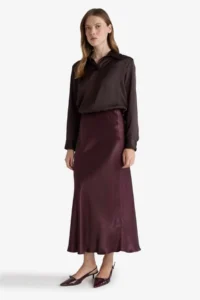 DeFacto A Cut Normal Waist Satin Midi Skirt - Image 2