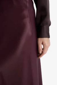 DeFacto A Cut Normal Waist Satin Midi Skirt - Image 4