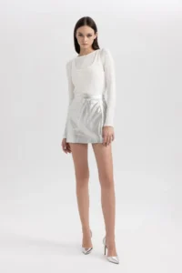 DeFacto A Cut Shiny Mini Skirt - Image 2