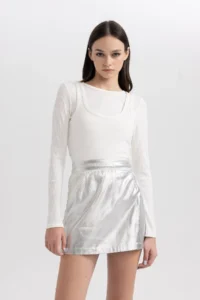 DeFacto A Cut Shiny Mini Skirt - Image 3