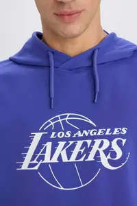 DeFacto NBA Los Angeles Lakers Oversize Large Fit Hooded Back Printed Short Sleeve T-Shirt - Image 7