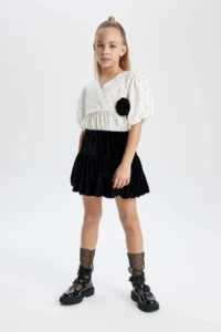 DeFacto Girls' Short Sleeve Patterned Blouse - Image 2