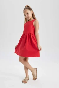 DeFacto Girls' Basic Plain Sleeveless Dress - Image 2