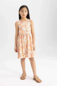DeFacto Girls' Patterned Sleeveless Dress - Image 2