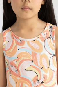 DeFacto Girls' Patterned Sleeveless Dress - Image 3
