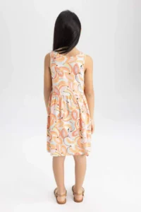 DeFacto Girls' Patterned Sleeveless Dress - Image 4