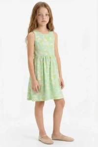 DeFacto Crew Neck Patterned Sleeveless Summer Dress Girl - Image 2
