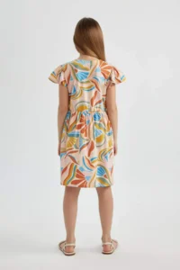 DeFacto Girls' Patterned Short Sleeve Dress - Image 6