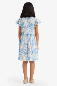 DeFacto Crew Neck Patterned Short Sleeve Summer Dress Girl - Image 6