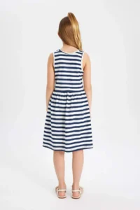 DeFacto Girls' Sleeveless Striped Dress - Image 5