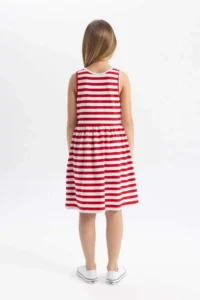 DeFacto Girls' Sleeveless Striped Dress - Image 5