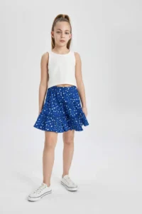 DeFacto Girls' Patterned Crepe Skirt