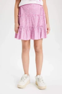 DeFacto Patterned Crepe Skirt Girls'
