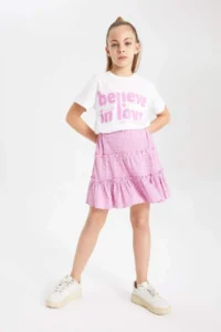 DeFacto Patterned Crepe Skirt Girls' - Image 3