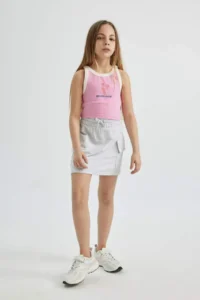 DeFacto Girl's Cargo Pocket Lace Waist Skirt - Image 2