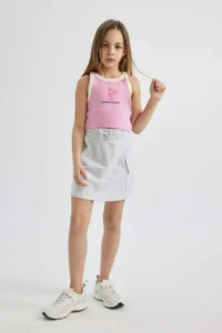 DeFacto Girl's Cargo Pocket Lace Waist Skirt - Image 3