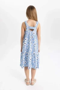DeFacto Girls' Patterned Penye Sleeveless Dress - Image 5