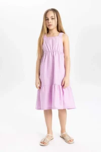 DeFacto Girls' Poplin Sleeveless Dress - Image 4