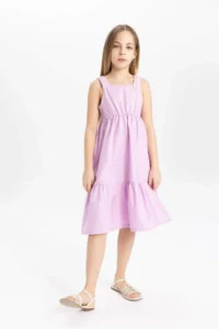 DeFacto Girls' Poplin Sleeveless Dress - Image 5