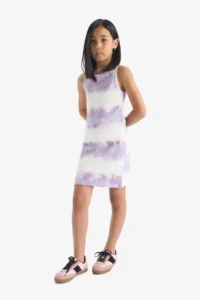 DeFacto Batik Patterned Ribbed Camisole Sleeveless Summer Dress Girls - Image 2