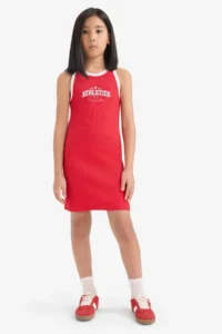 DeFacto Printed Ribbed Camisole Sleeveless Summer Dress Girls - Image 2