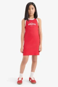 DeFacto Printed Ribbed Camisole Sleeveless Summer Dress Girls - Image 3