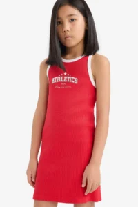 DeFacto Printed Ribbed Camisole Sleeveless Summer Dress Girls - Image 4