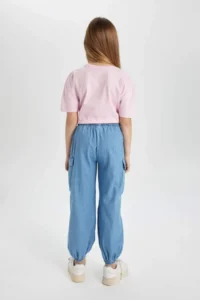 DeFacto Girl's Cargo Fit Elastic Banded Leg Jean Trousers - Image 7