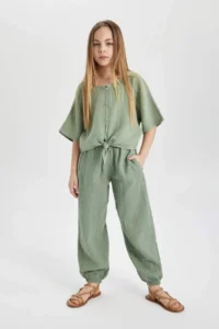 DeFacto Front Tie Short Sleeve Blouse Girl - Image 2