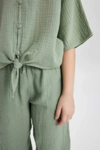 DeFacto Front Tie Short Sleeve Blouse Girl - Image 4