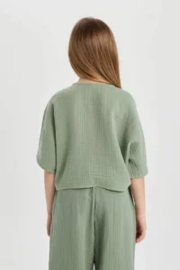 DeFacto Front Tie Short Sleeve Blouse Girl - Image 5